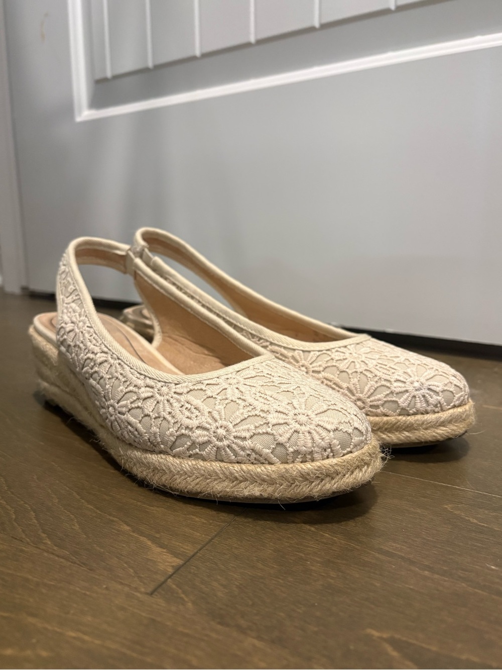 LifeStride Kaydan Crochet Espadrille Wedge Slingback Shoes 9